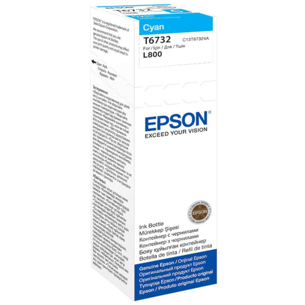 EPSON CARTRIDGE L800/L805/L1800/L850 CYAN INK BOTTLE 70ML T6732, C13T67324A (კარტრიჯი)